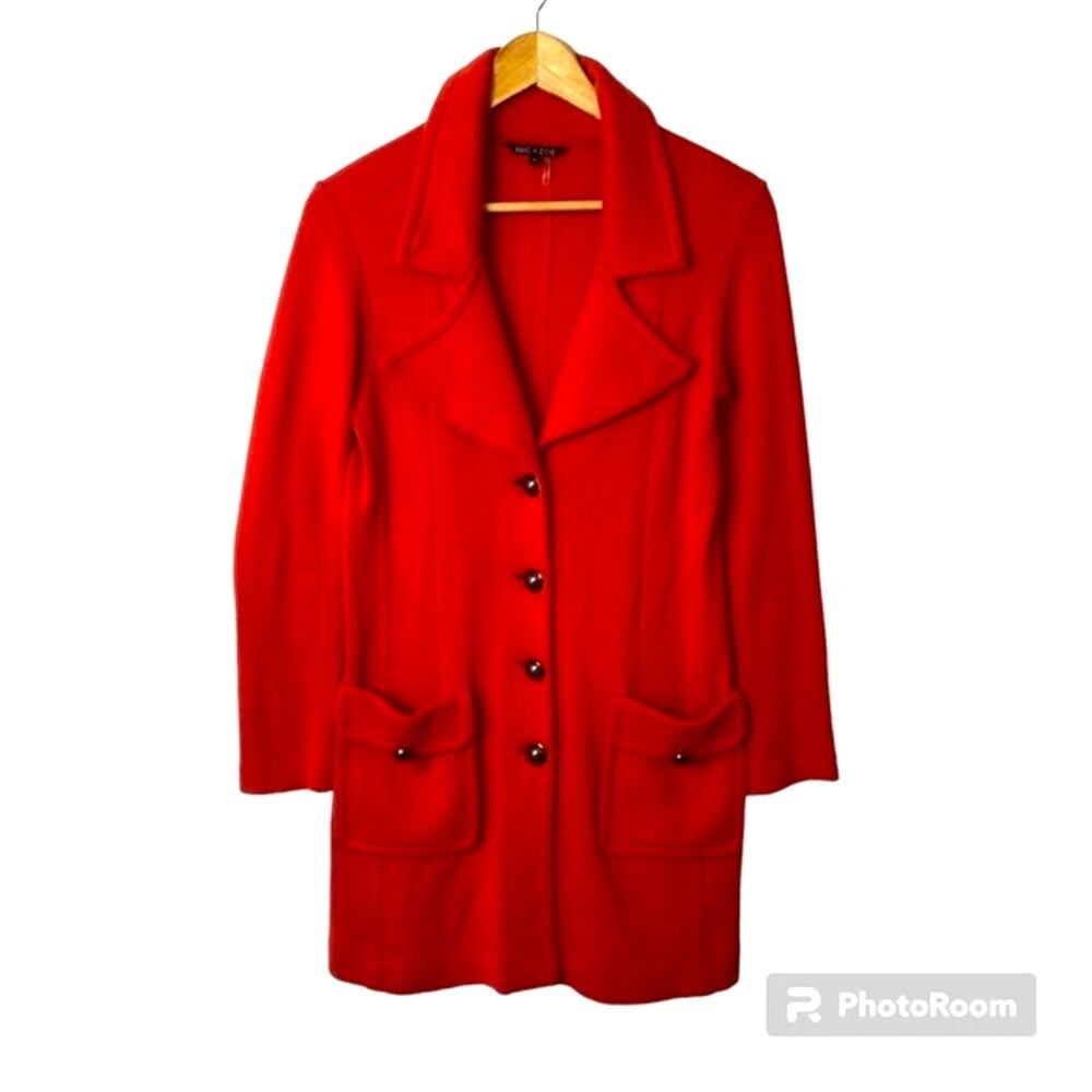 Nic & Zoe Red Pea Coat Women’s Soft Cotton Comfort Stretch Casual Cargo Preppy